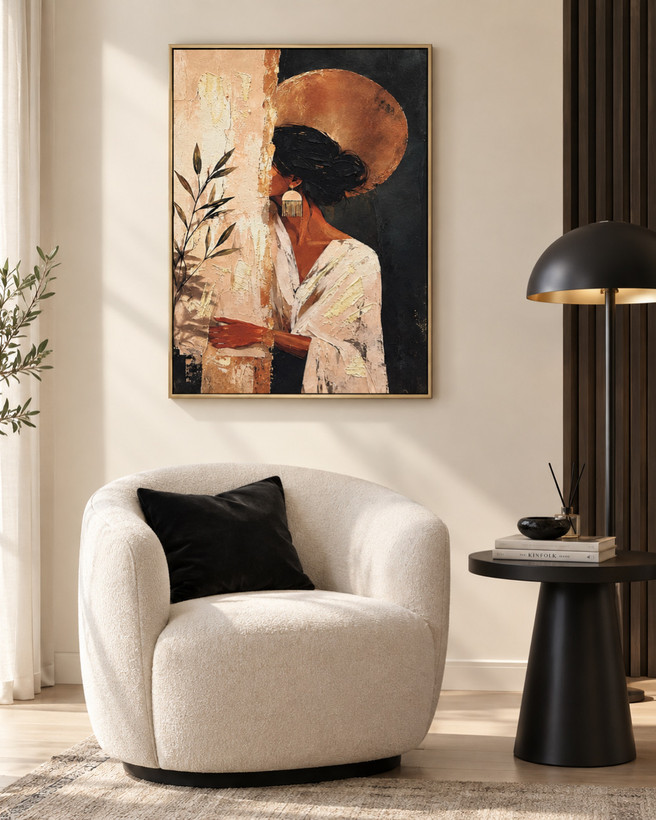 تابلو مینیمال چهره نیم رخ